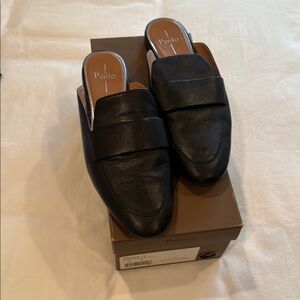 Linea Paolo Annie Sz11 Black Leather Slide Loafers